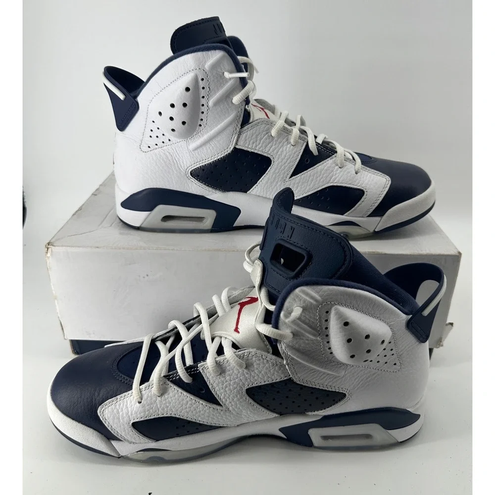 Jordan 6 Retro Olympic 2024 White Midnight Navy Red CT8529-164 Mens Size 12